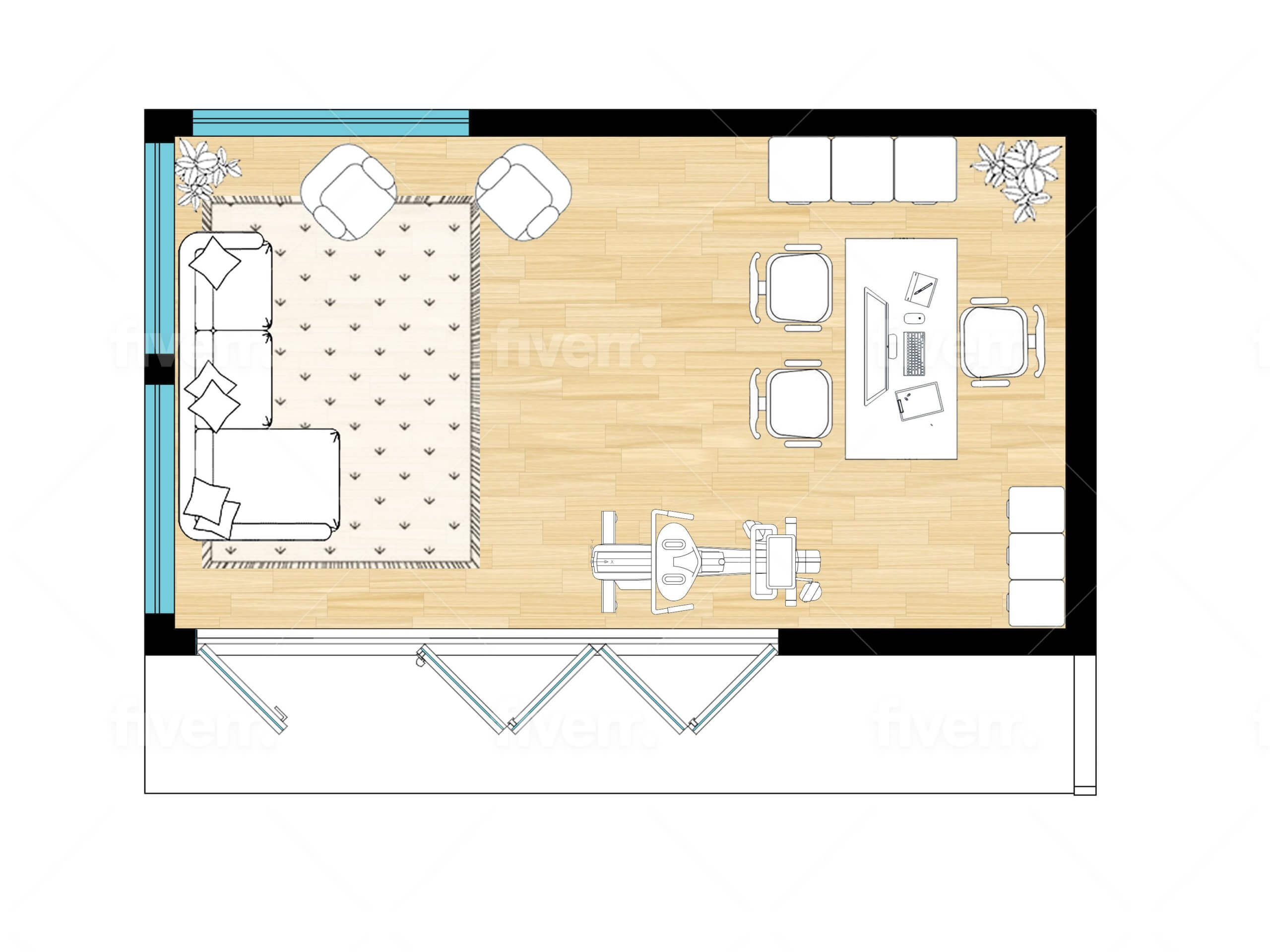 5x3 Layout Oasis 6x3 Garden Room or Garden Office - Qube Buildings