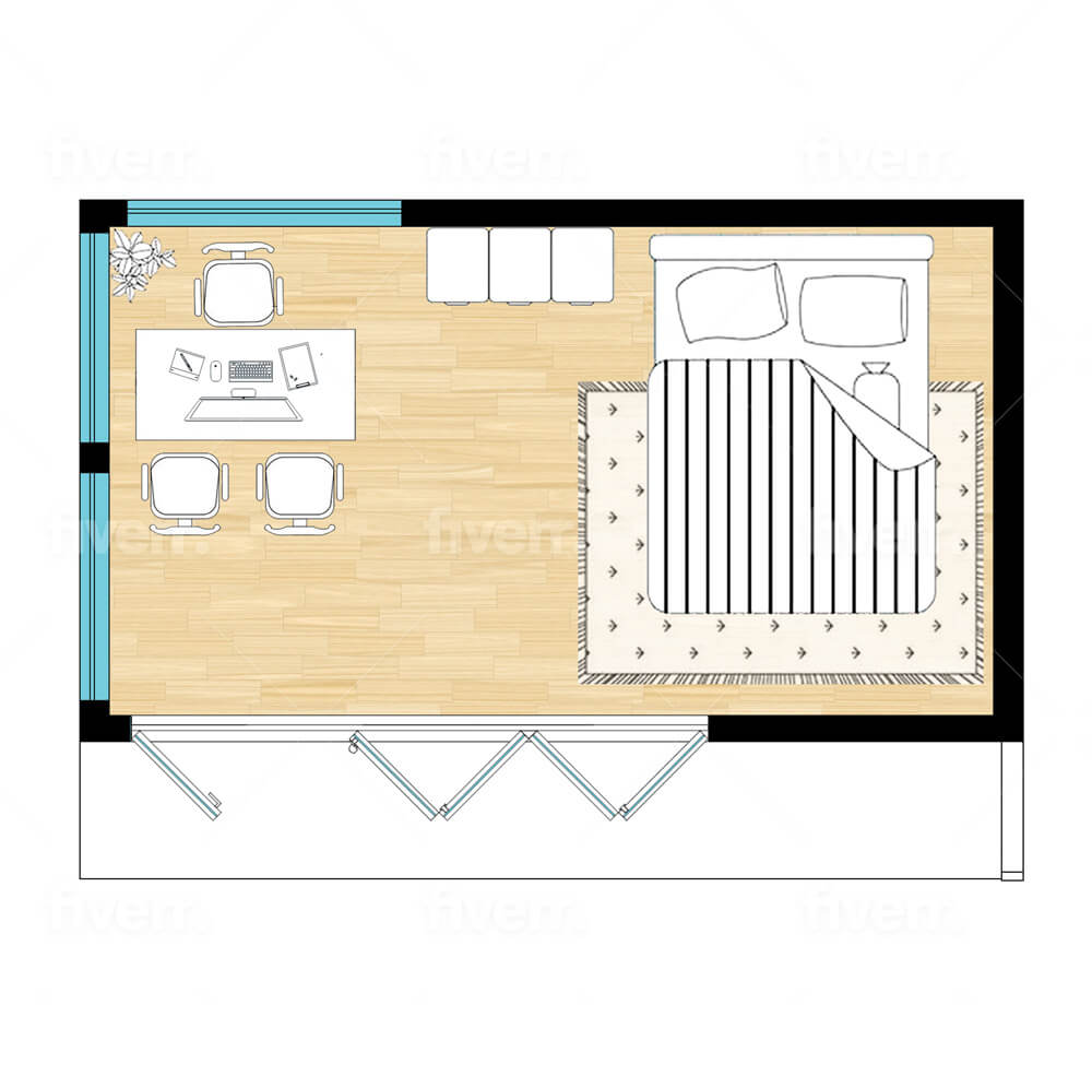 5x3 Layout Oasis 6x3 Garden Room or Garden Office - Qube Buildings